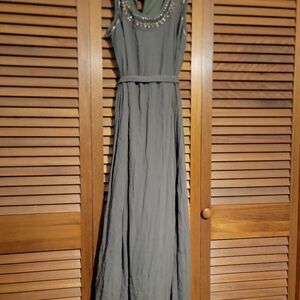 Lane Bryant Charcoal Maxi Dress with Beaded Neckline